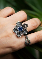 Nature's Embrace: Kyanite Flower Ring, AR-7125