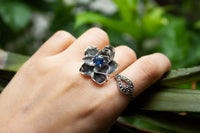 Nature's Embrace: Kyanite Flower Ring, AR-7125