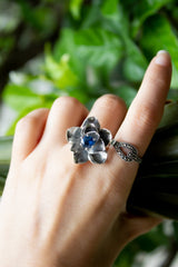 Nature's Embrace: Kyanite Flower Ring, AR-7125