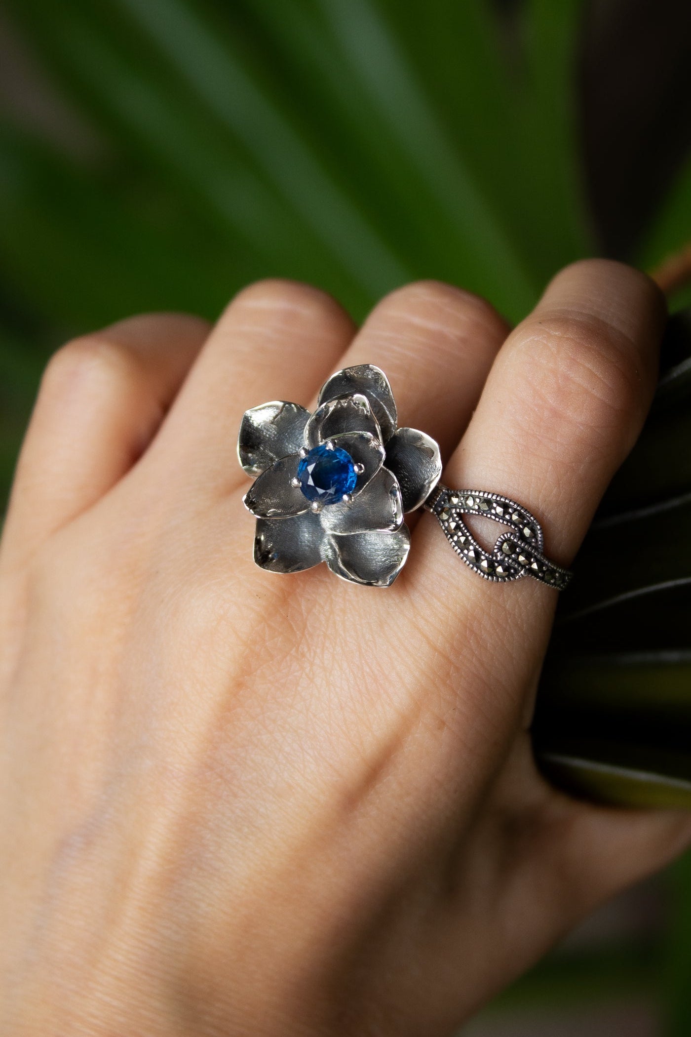 Nature's Embrace: Kyanite Flower Ring, AR-7125