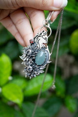 Aquamarine Pendant with Cat: AP-7514