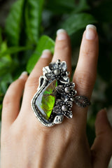 Ethereal Flora: Artisanal Ammolite Sterling Silver Ring, AR-7106