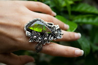 Ethereal Flora: Artisanal Ammolite Sterling Silver Ring, AR-7106