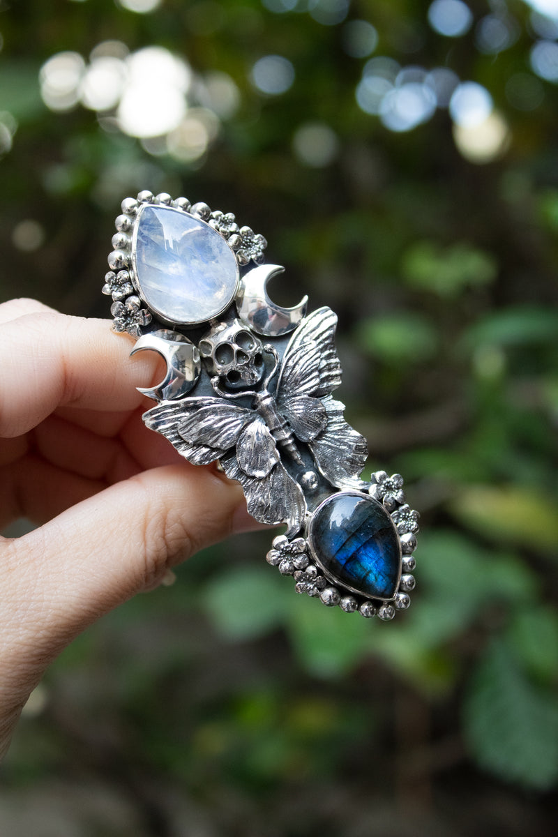 Anillo Labradorita &amp; Piedra Luna AR-6765