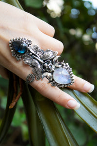 Anillo Labradorita &amp; Piedra Luna AR-6765