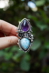 Amethyst & Larimar Rose Ring, AR-7568
