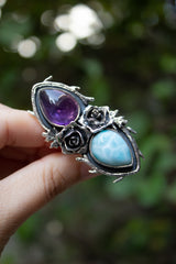 Amethyst & Larimar Rose Ring, AR-7568