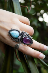 Amethyst & Larimar Rose Ring, AR-7568