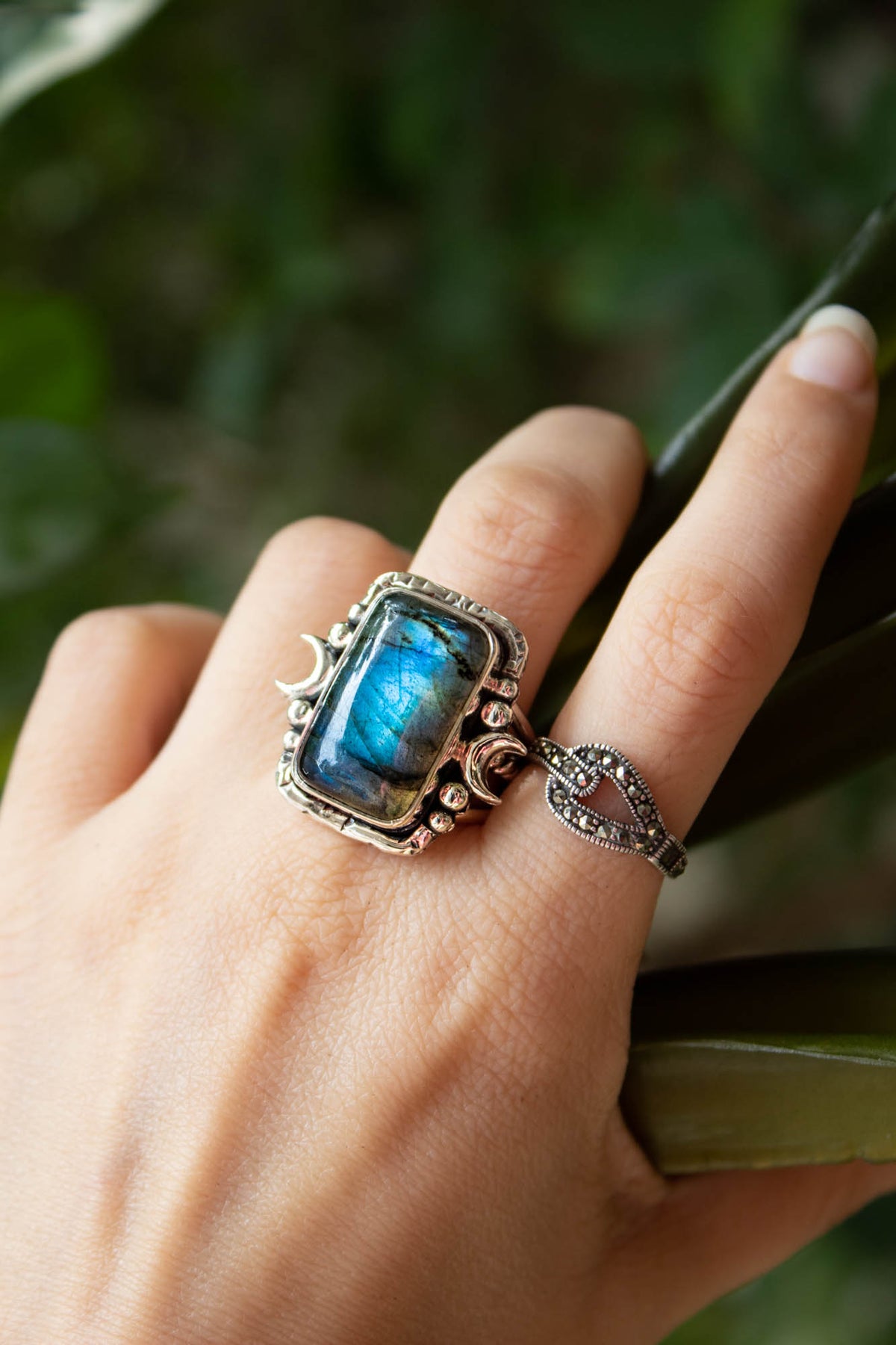 Blue Labradorite Ring, Celestial Ring, AR-6836