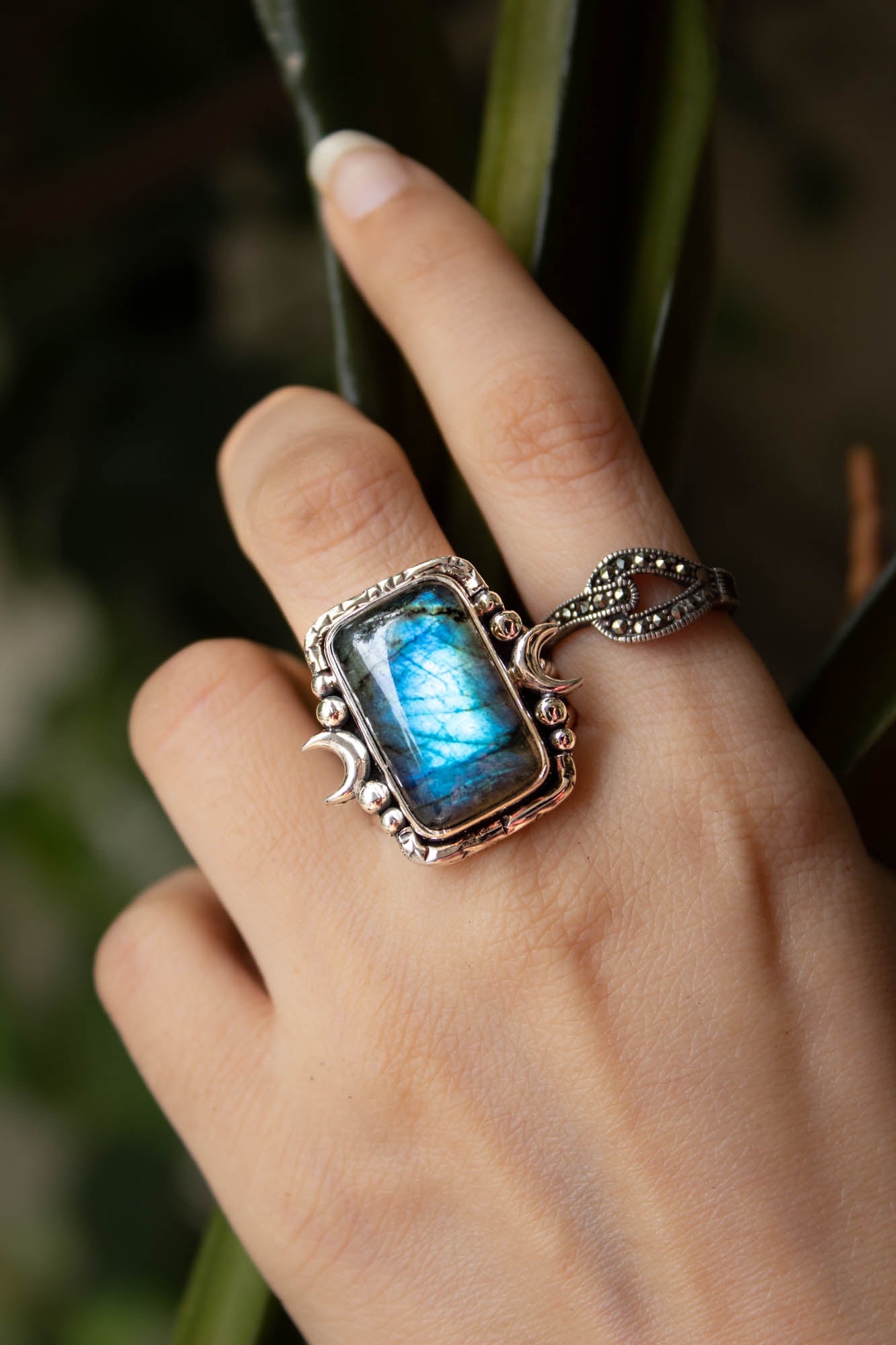 Natural Rainbow Moonstone Rectangle Shape Gemstone Ring 925 Sterling Silver  Gift | eBay
