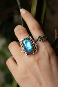 Blue Labradorite Ring, Celestial Ring, AR-6836