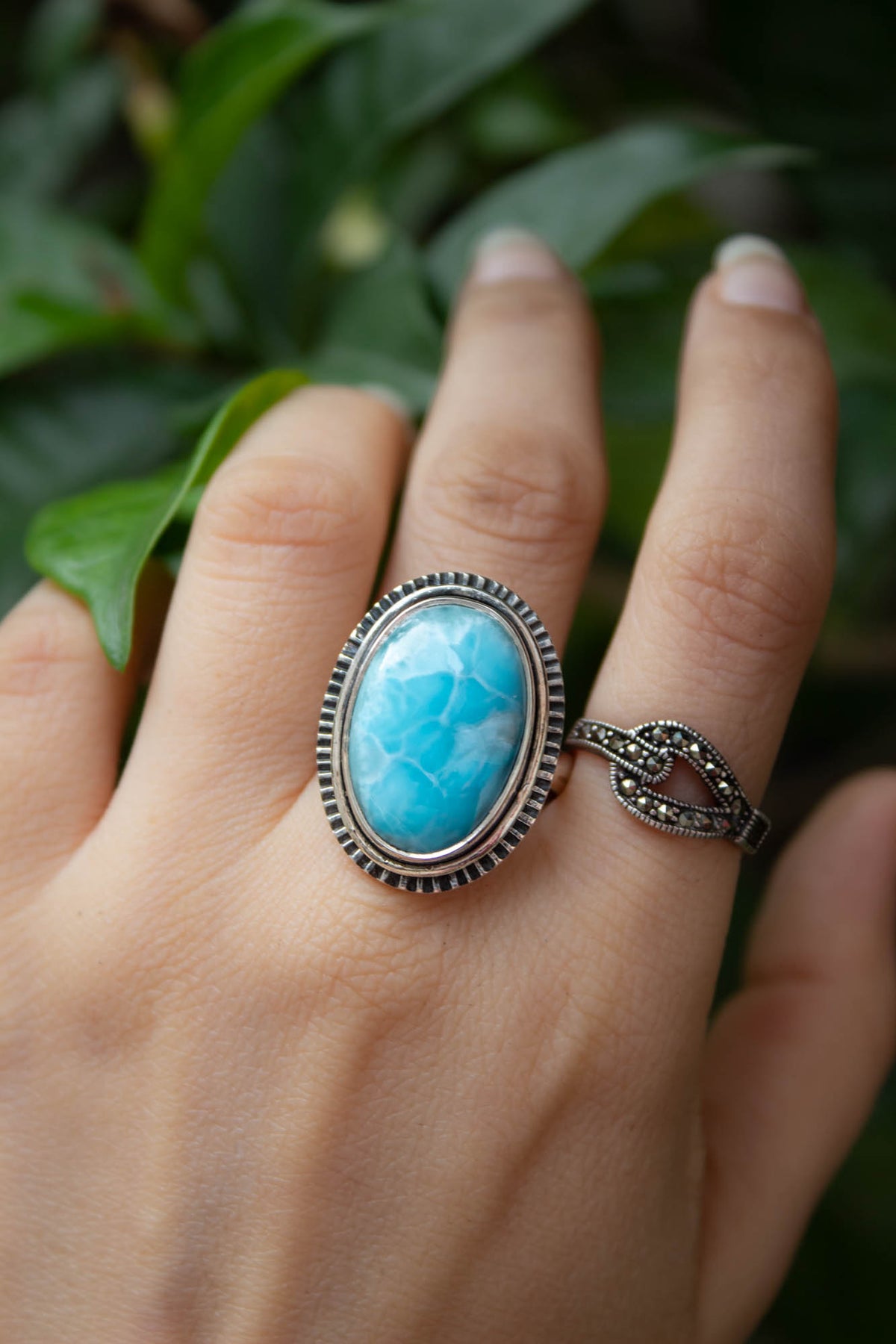 Blue Larimar Stone Ring AR-6837