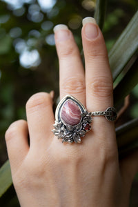 Petal & Pulse: Rhodochrosite Garnet Ring, AR-7543