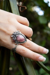 Petal & Pulse: Rhodochrosite Garnet Ring, AR-7543