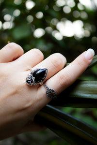 Petals of Shadows: Black Onyx Ring, AR- 7527