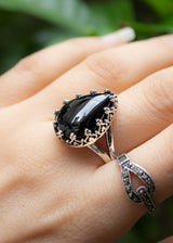 Black Onyx Ring, Dainty Promise Ring, AR-6831