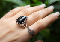 Black Onyx Ring, Dainty Promise Ring, AR-6831