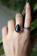 Black Onyx Ring, Dainty Promise Ring, AR-6831