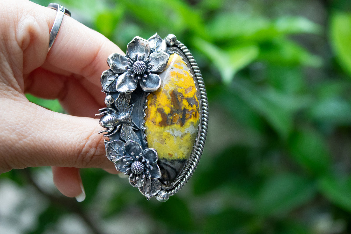 The Honeyed Blossom: Bumble Bee Jasper Ring, AR- 7114