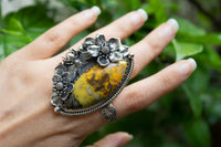 Anillo Ocean Jasper, anillo artesanal, sudoeste, piedra preciosa en forma de pera, SKU 6317