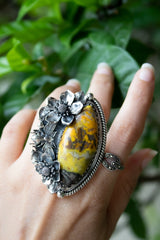 The Honeyed Blossom: Bumble Bee Jasper Ring, AR- 7114