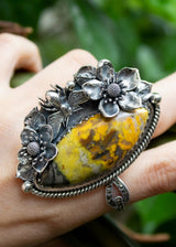 The Honeyed Blossom: Bumble Bee Jasper Ring, AR- 7114