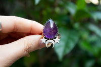 Natural Purple Amethyst Ring, Sterling Silver, AR-6804