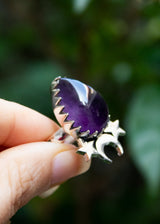 Natural Purple Amethyst Ring, Sterling Silver, AR-6804