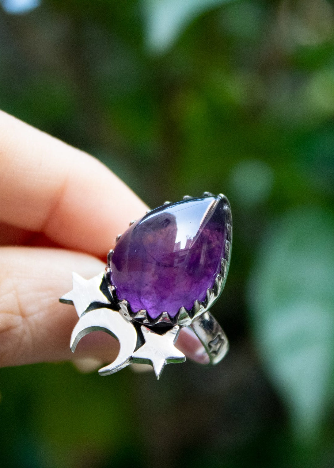 Natural Purple Amethyst Ring, Sterling Silver, AR-6804