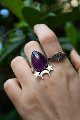 Natural Purple Amethyst Ring, Sterling Silver, AR-6804