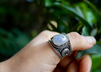Moonstone Ring, Wide Band Ring, AR-6803