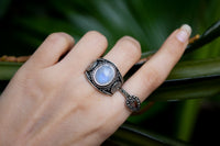 Moonstone Ring, Wide Band Ring, AR-6803
