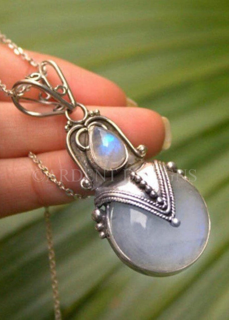 Moonstone Pendant, Blue Moonstone Gemstone Sterling Silver, SKU 6106