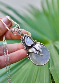 Moonstone Pendant, Blue Moonstone Gemstone Sterling Silver, SKU 6106