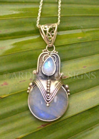 Moonstone Pendant, Blue Moonstone Gemstone Sterling Silver, SKU 6106