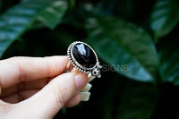 Black Onyx Ring, Halloween Ring, Skull Ring, Witchy Ring, Boho, SKU 6187