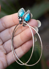 Turquoise Earrings, Turquoise Jewelry, Sterling Silver Earrings, Boho, SKU 6102