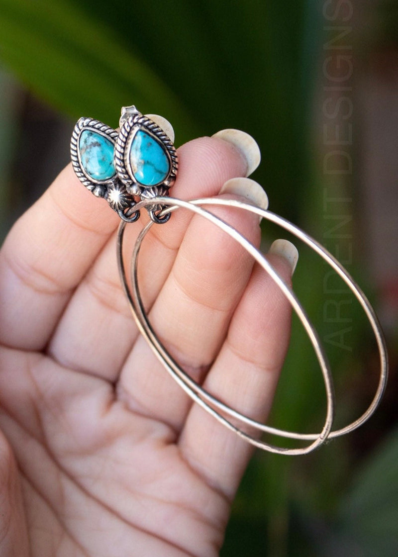 Turquoise Earrings, Turquoise Jewelry, Sterling Silver Earrings, Boho, SKU 6102