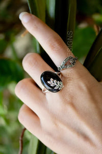 Black Onyx Oval Gemstone Ring, AR-6716