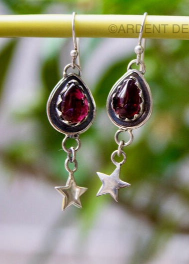 Pendientes Granate Forma Pera, AE-6738