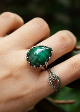 Malachite Green Stone Ring, AR-6724