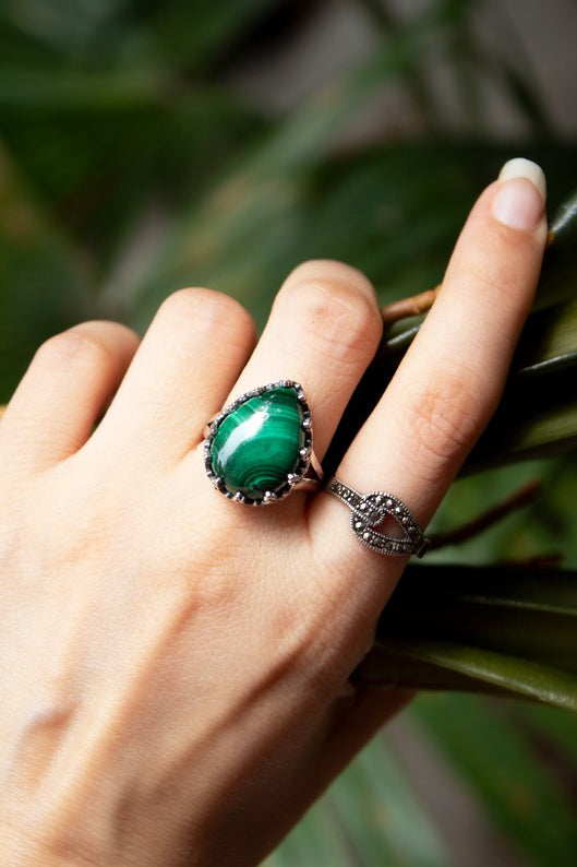 Malachite Green Stone Ring, AR-6724