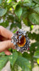 Sunlit Bloom: Citrine & Garnet Floral Ring, AR-7308