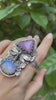 Twilight Meadow Bee – Phosphosiderite & Moonstone Ring, AR-7720