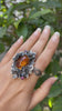 Sunlit Bloom: Citrine & Garnet Floral Ring, AR-7308