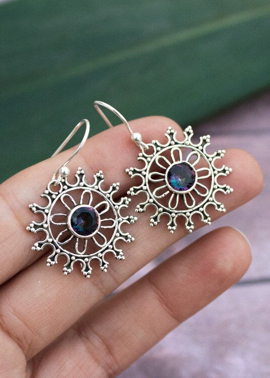 Mystic Topaz Mandala Earrings, AE-2134