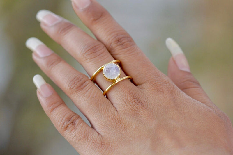 Rainbow Moonstone Boho Ring, AR-3068