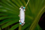 Rainbow Moonstone June Birthstone Long Ring, AR-3065