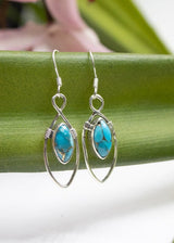 Boucles d'Oreilles Pendantes Mohave Bleu Turquoise, AE-2133