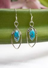 Mohave Blue Turquoise Dangle Earrings, AE-2133